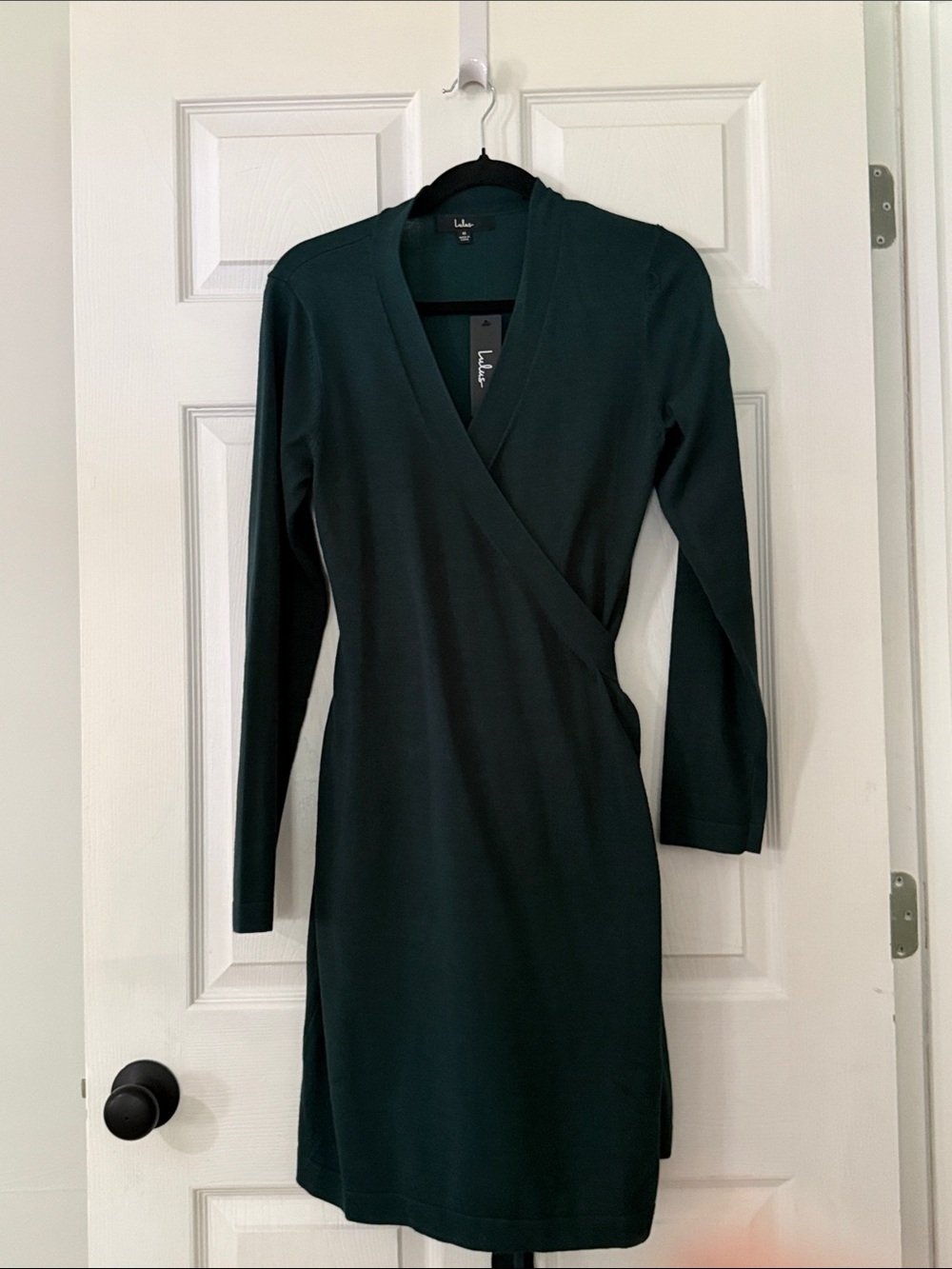 Lulu's Forest Green Wrap Long Sleeve Dress